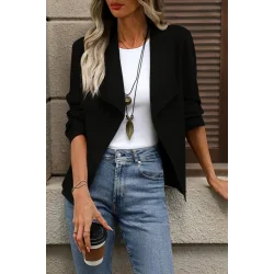 Kadın Uzun Kollu önü Açık Yakalı Süet Ceket