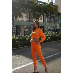 Kadın Uzun Kollu önü şerit Detay Kısa Ceket Ve Pantolon Ikili Takım