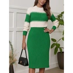 Kadın Uzun Kollu Triko Etekli Takım