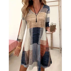 Kadın Uzun Kollu V Yaka Süprem Mini Elbise