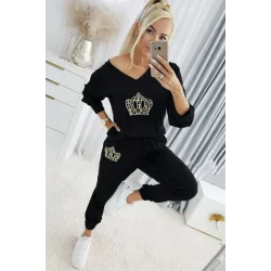 Kadın Uzun Kollu V Yakalı Desenli Viskon Iki Iplik Bluz Ve Pantolon Ikili Takım