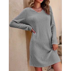 Kadın Uzun Kollu V Yakalı Kısa şardonlu Kaşkorse Elbise