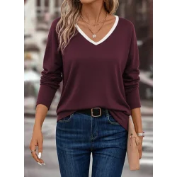 Kadın Uzun Kollu V Yakalı Viskon Iki Iplik Bluz