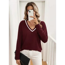Kadın Uzun Kollu V Yakalı Viskon Iki Iplik Bluz