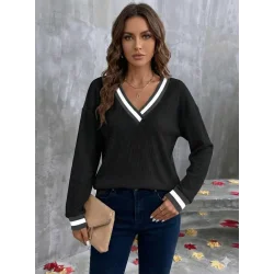 Kadın Uzun Kollu V Yakalı Waffle Bluz