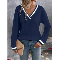 Kadın Uzun Kollu V Yakalı Waffle Bluz