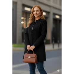 Kadın Uzun Kollu Yakalı önü Düğmeli Ithal Kaşe Astarlı Kaban