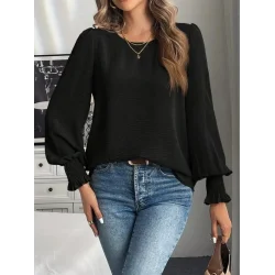 Kadın Uzun Kollu Yuvarlak Yaka Aerobin Bluz