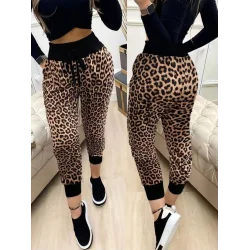 Kadın Yüksek Bel Bağcıklı Desenli Iki Iplik Pantolon