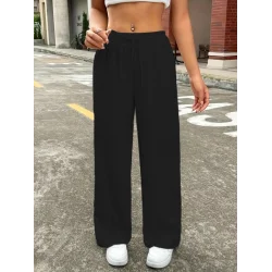 Kadın Yüksek Bel Bol Paça Bürümcük Pantolon