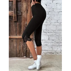 Kadın Yüksek Bel Dantelli Dalgıç Tayt