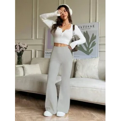 Kadın Yüksek Bel Ispanyol Paçalı Pantolon Tayt