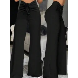 Kadın Yüksek Bel önden Büzgülü Ispanyol Ithal Krep Pantolon