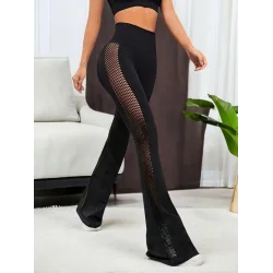 Kadın Yüksek Bel Yandan File Görünümlü Dalgıç Tayt