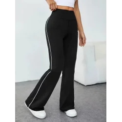 Kadın Yüksel Bel Yan şerit Detaylı Uzun Dalgıç Tayt