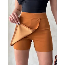 Kapaklı şort etek camel s208