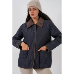Kapitone Oversize Mont 5226 - Lacivert Kahve