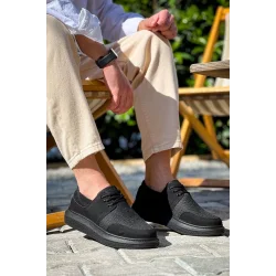 KB-042  Kuback Bağcıklı  Siyah Deri Tozu Siyah Taban Günlük Erkek Ayakkabı