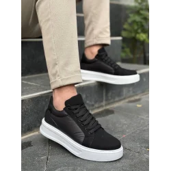 KB-046 Kuback Siyah Paraşüt Beyaz Yüksek Taban Günlük Spor Ayakkabı