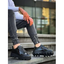 KB-056 Kuback Siyah Rugan Siyah Yüksek Taban Günlük Spor Ayakkabı