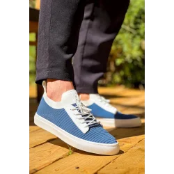 KB-110  Kuback Mavi Triko Yüksek Taban Bağcıklı Günlük Erkek Ayakkabı