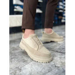 KB-703 Kuback Bej Süet Lastikli Günlük Erkek Ayakkabı