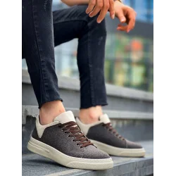 KB-X204 Kuback Taba Bej Keten Bej Yüksek Taban Günlük Erkek Spor Ayakkabı