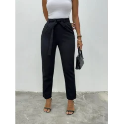 Kemerli Bilek Pantolon -Siyah