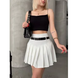 Kemerli pikseli şort etek