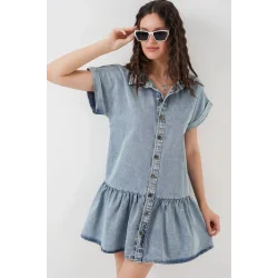 Kısa Kot Elbise 2530 - Mavi