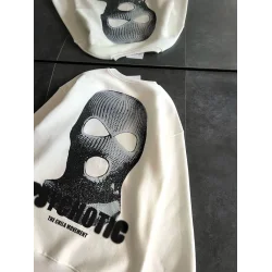 Kışlık Bisiklet Yaka Baskılı SweatShirt - Beyaz