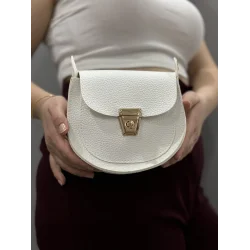 Klasik kapaklı beyaz cilt çanta