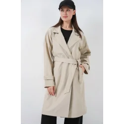 Kruvaze Yaka Trençkot 5987 - Bej