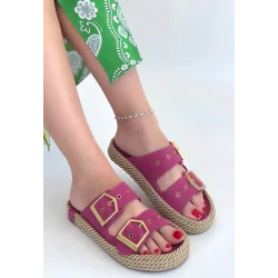 Loera Pemba Nubuk Çift Tokalı Terlik