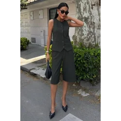 Midi Şortlu Ve Yelekli Viscon Takım 10167