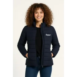 Mikro Su İtici Kapitone Baskılı Astarlı Fermuarlı Bomber Mont - Lacivert