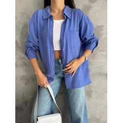 Modal oversize cepli gömlek
