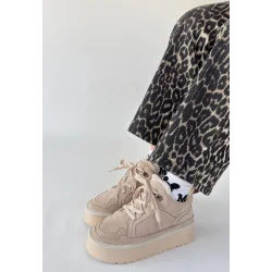 Muden Bej Süet Bağcıklı Bot