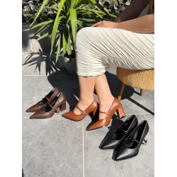 Nıvra Taba Cilt Topuklu Ayakkabı