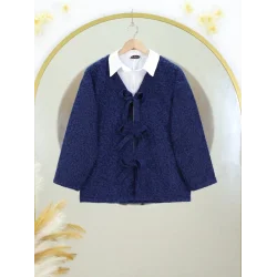 Önü Bağlamalı Kırçıllı Kaşe Ceket -Laci