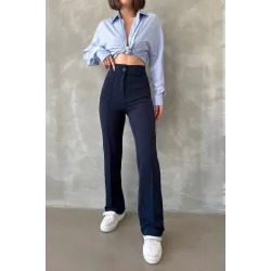 Önü cumalı ithal krep pantolon