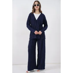 Örme Kimono Pantolon İkili Takım 30067 - Lacivert