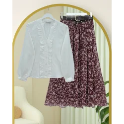 Oval Kesim Tensel Cupra Gömlek  -Beyaz