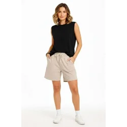 Oversize Atlet Salaş Kalıp Bisiklet Yaka Basic Yazlık Spor Bluz - Siyah