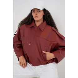 Oversize Deri Ceket 1055 - Kiremit