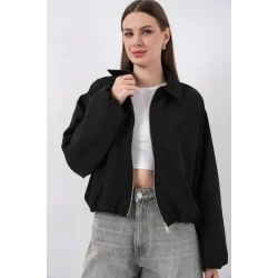 Oversize Fermuarlı Ceket 0735 - Siyah