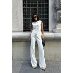 Paulo Gold Düğmeli Yelek Pantolon Takım 9976