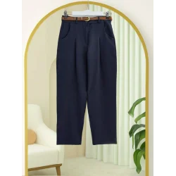 Pileli Cepli Kemerli Bilek Pantolon -Laci