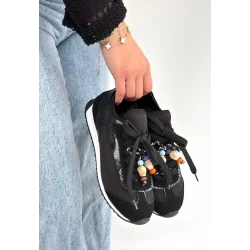 Riaf Siyah Cilt Bağcıklı Spor Ayakkabı