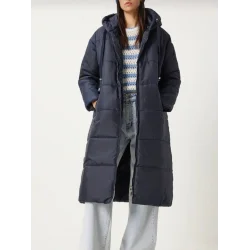 Sabit Kapşonlu Kuş Gözü Detaylı Uzun Kaban  -Laci